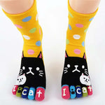 Cartoon-Katze-5-Finger-Socken