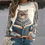 Kreatives Sweatshirt Mit Katzenmuster