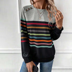 Lässiges Bunt Gestreiftes Sweatshirt