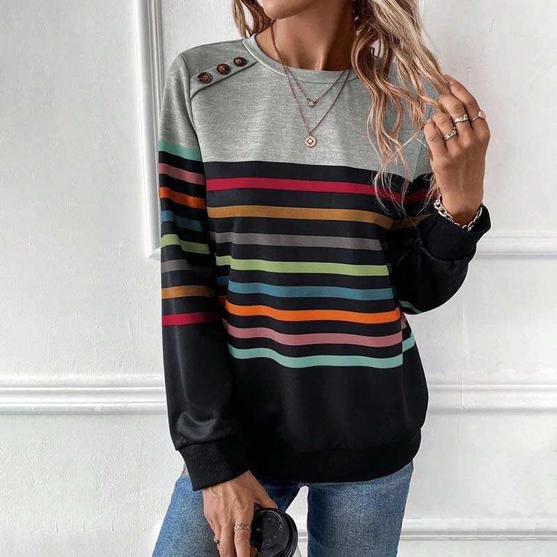 Lässiges Bunt Gestreiftes Sweatshirt