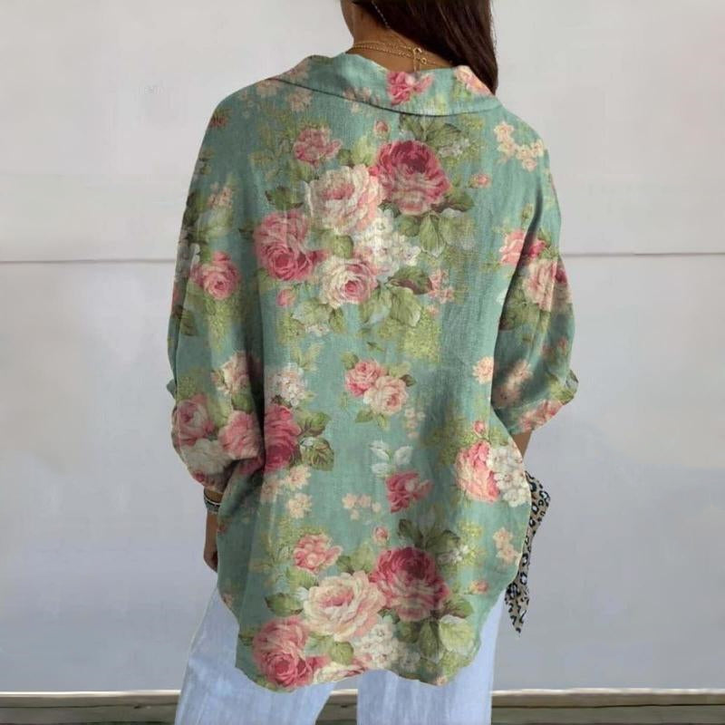 Vintage-Bluse Mit Blumendruck