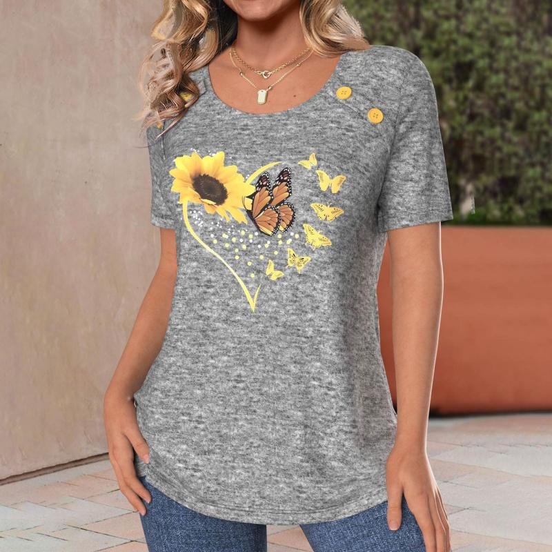 Lässiges T-Shirt Mit Schmetterlingsdruck