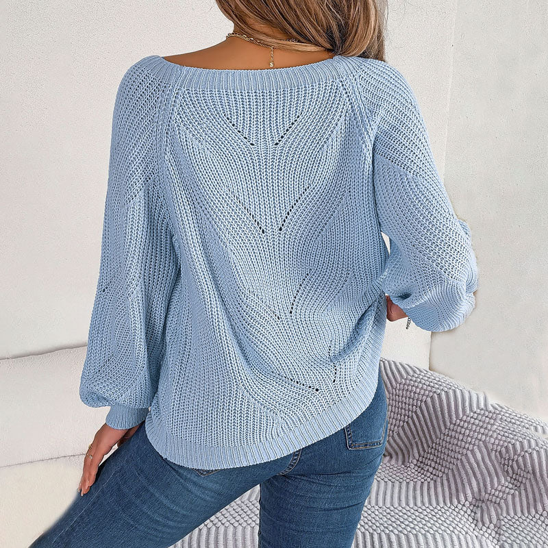 Lässiger Einfarbiger Strickpullover