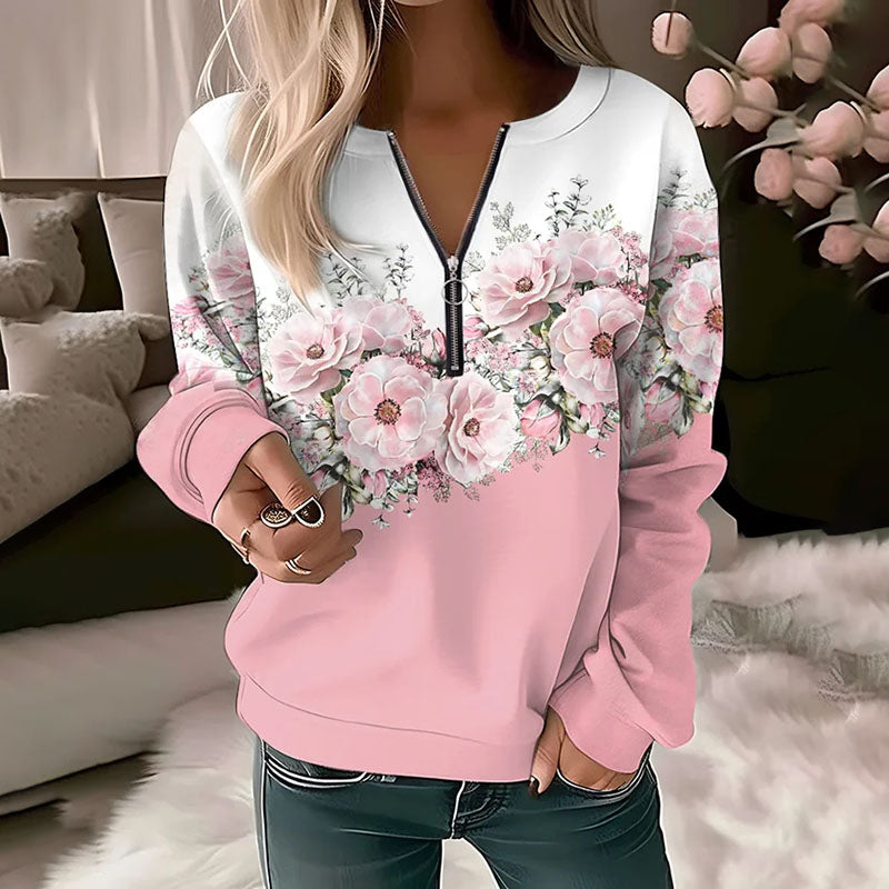 Lässiges Sweatshirt Mit Blumendruck