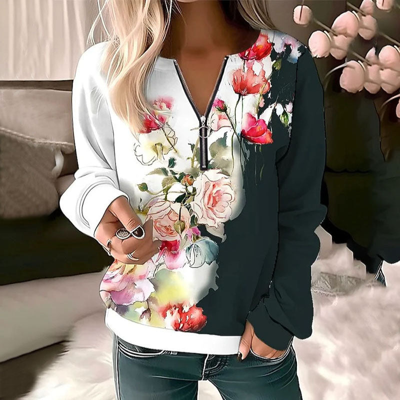 Lässiges Sweatshirt Mit Blumendruck