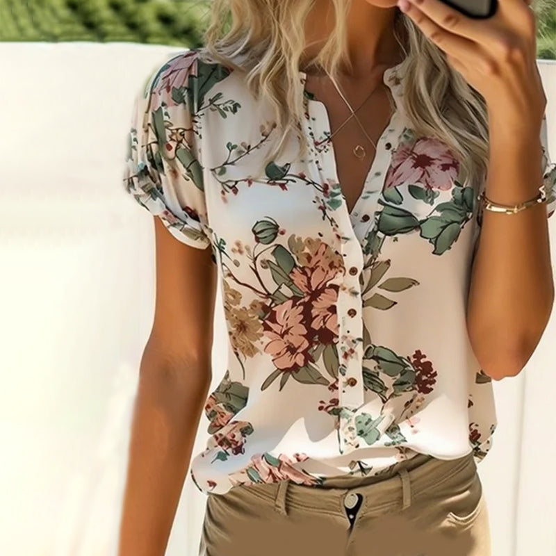 Lässige Bluse Mit Blumendruck