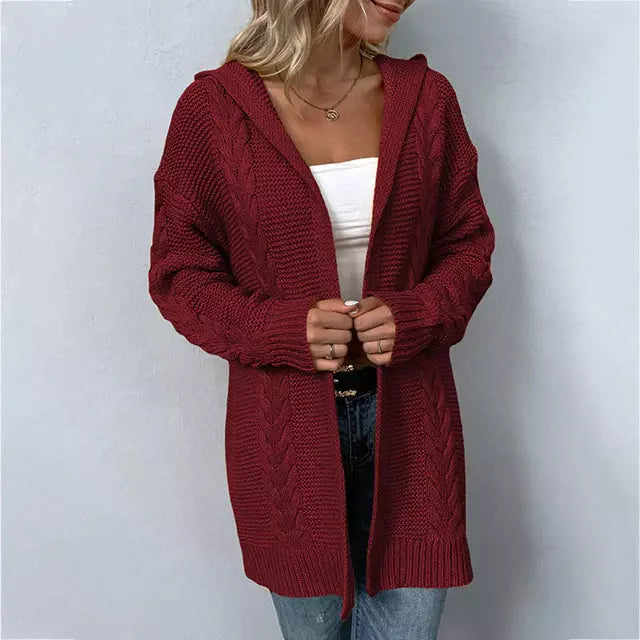 Lässige Strickjacke Mit Kapuze