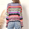 Bunt Gestreifter Strickpullover