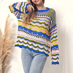 Bunt Gestreifter Strickpullover