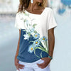 Kontrast-T-Shirt Mit Blumendruck