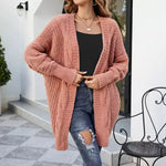 Lässige Einfarbige Strickjacke