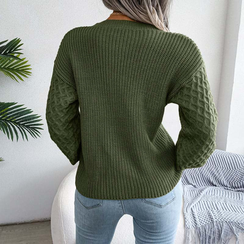 Lässige Einfarbige Strickpullover