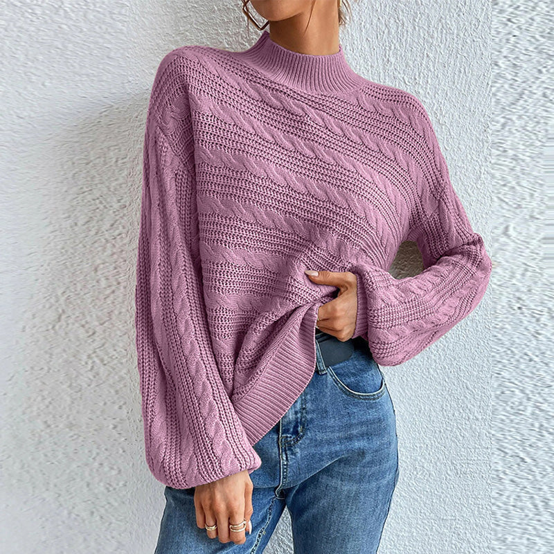 Lässiger Einfarbiger Strickpullover