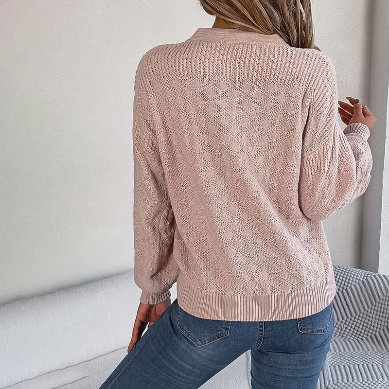 Lässige Einfarbige Strickpullover